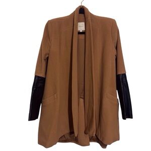 Mason Size 4 Brown Brown Virgin Wool Lambskin Coat Jacket Pockets Open Front